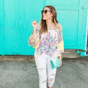Free People Pastiano Multicolor Off-Shoulder Top